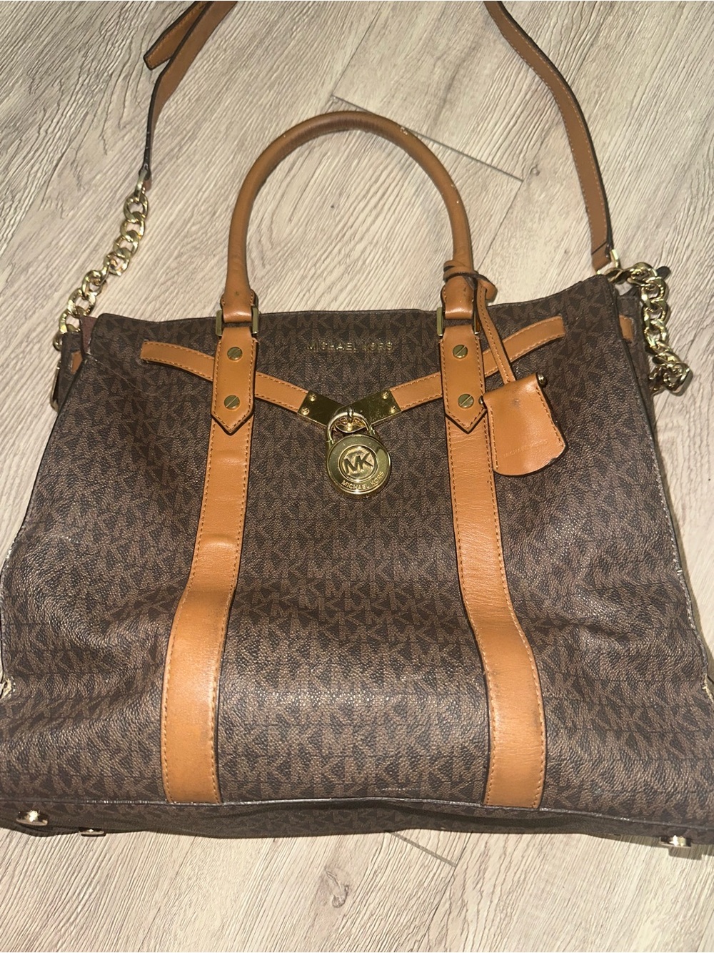 MK Michael Kies Brown Jet Set Satchel Bag Purse TLC
